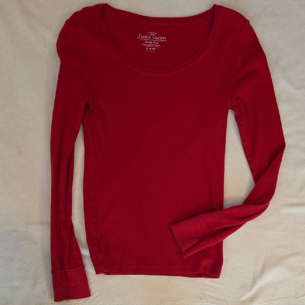 Women's Bold Red Long Sleeve Top. Medium